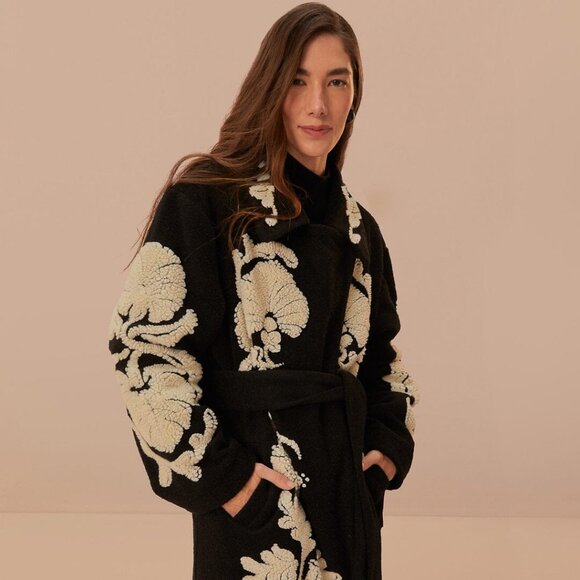 Farm Rio Black & White Fleece Coat - Picture 2 of 2